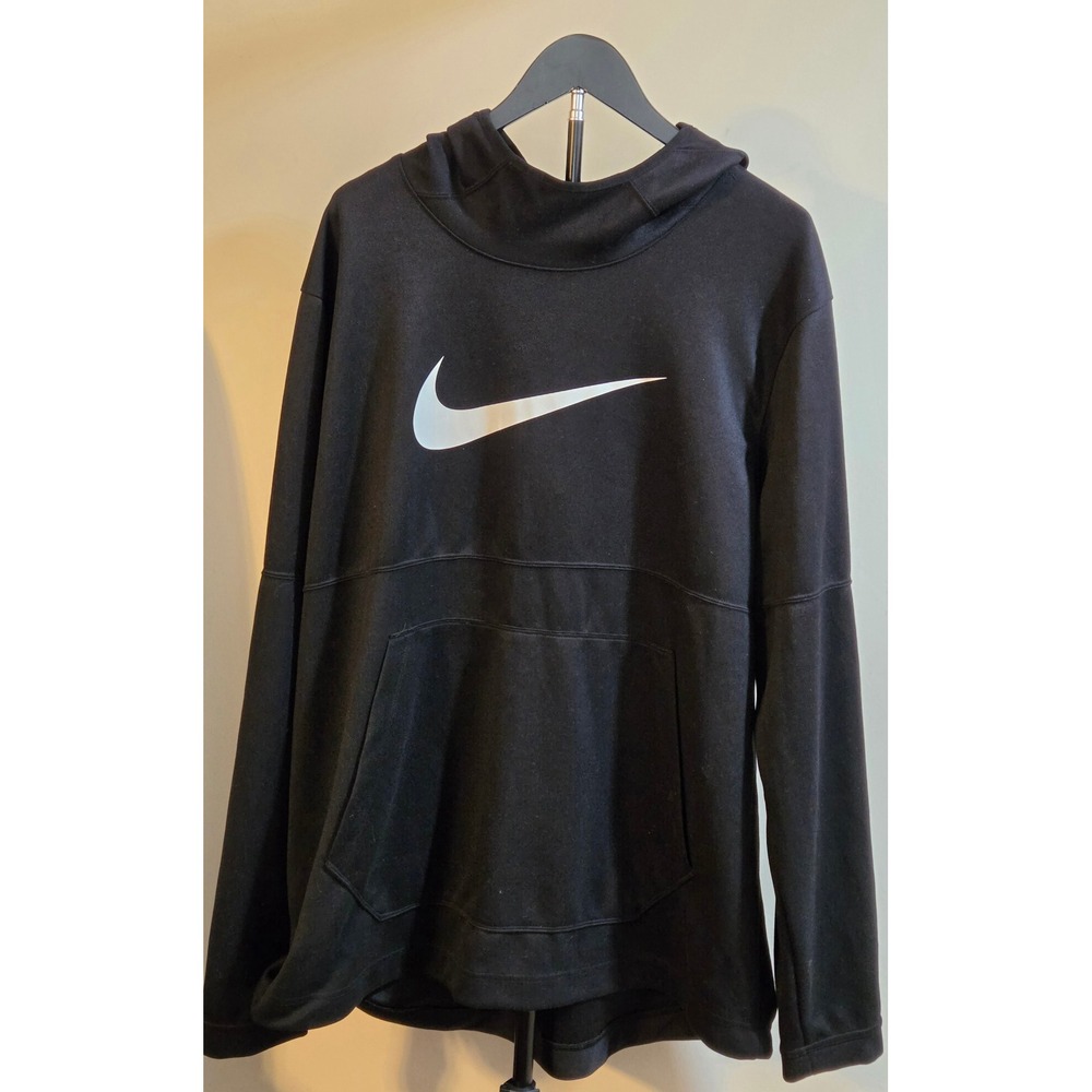 Nike Dri-Fit Spotlight Swoosh Hoodie Mens Size XXL Black White